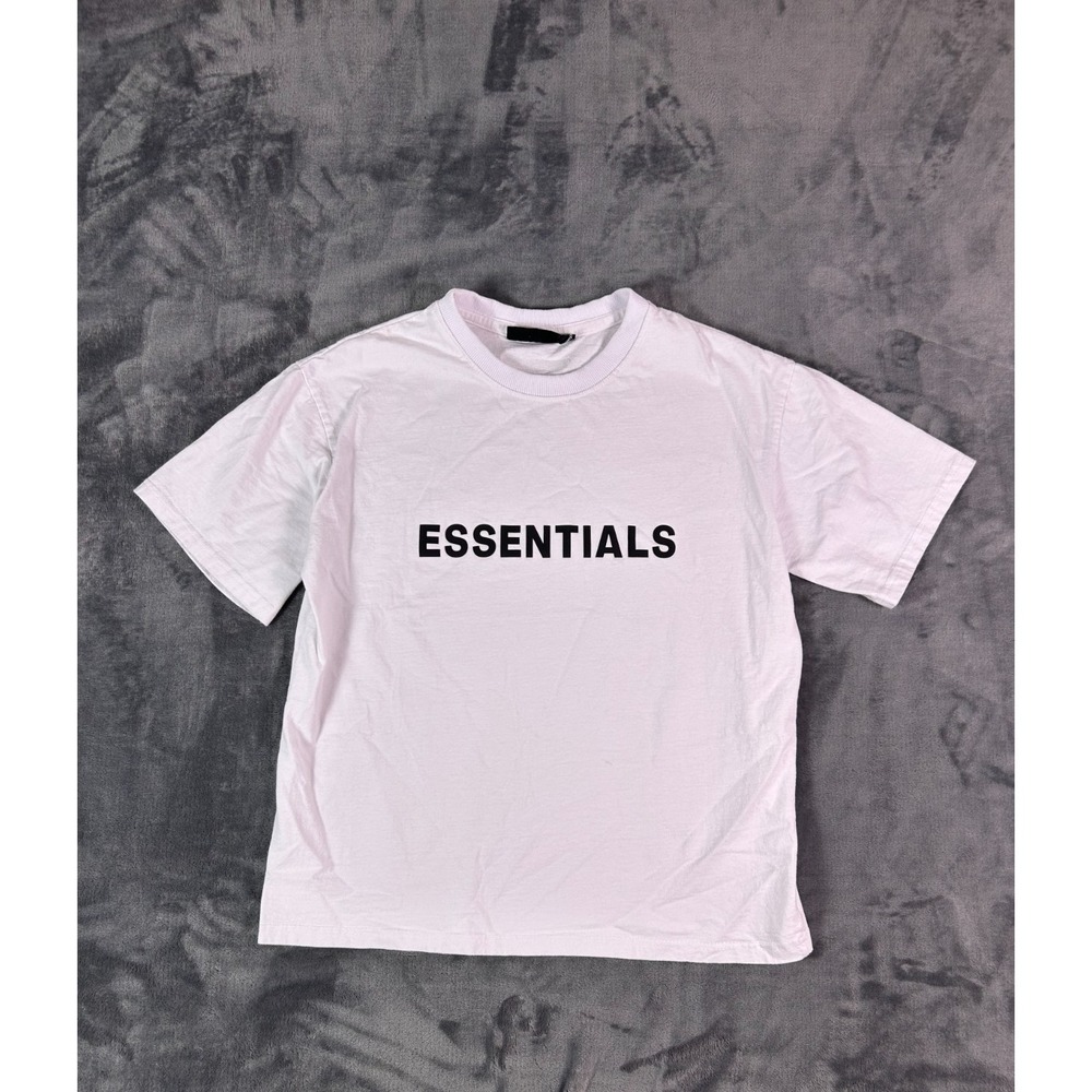 Fear of God Essentials T-Shirt White Logo Tee Size Medium Light‎ Oat